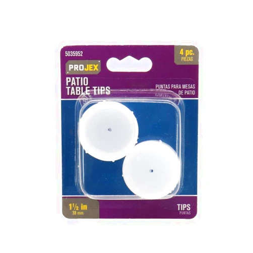 PROJEX Plastic Patio Table Tips White Round 1-1/2 in. W 4 pk