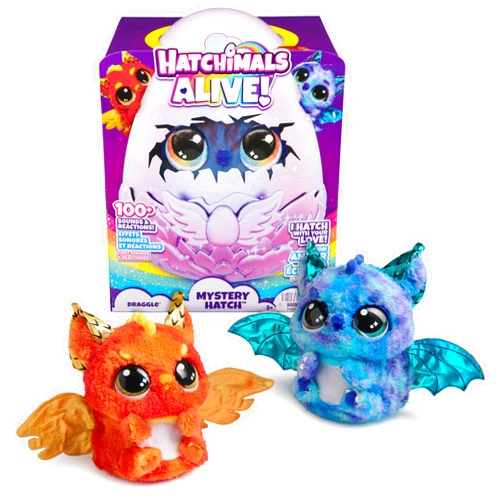 Hatchimals Alive, Mystery Hatch Draggle, Surprise Interactive Toy & Egg with Mist, Lights & Sounds (Styles May Vary), Kids Toys for Girls & Boys