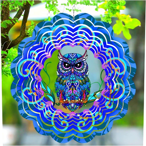 PAXMATE Owl Wind Spinners Outdoor -3D Metal Hanging Wind Sculptures 12 Inch Stainless Steel for Indoor/Outdoor Decor, Yard Art, Garden Decoration