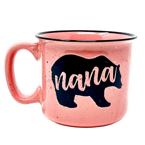 Brooke & Jess Designs Nana Bear Cute Coffee Mug - Grandma Gifts, Mother's Day, Christmas, Birthday (Coral)