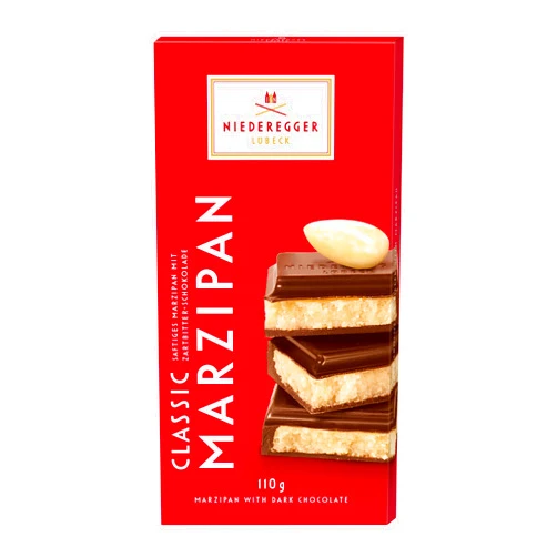 Niederegger Dark Chocolate Marzipan Bar, 110g/3.8 oz.| Delicious World-Renowned Marzipan encased with Crisp Dark Chocolate | Gourmet Confetionery. Unique and Delightful Flavor | Made in Germany since 1806 | Kosher