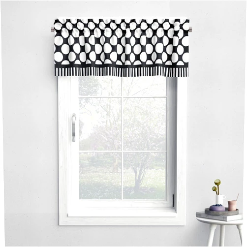 Bacati - Rod Pocket Window Valance Large Dots Stripes Black/White