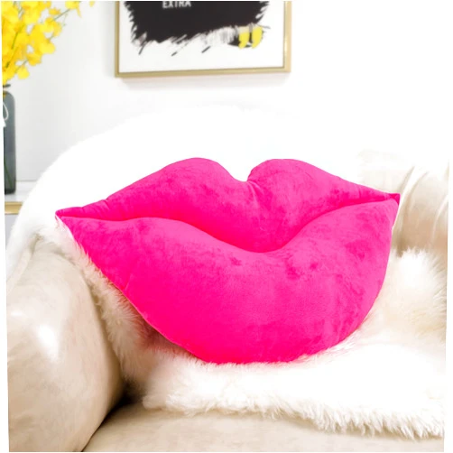 AELS 3D Lips Throw Pillows Smooth Soft Velvet Decorative Throw Pillows Love Pillows Cute Pillow 20 X 11 inches for Couch Sofa Bed Living Room Bedroom, Vivid Pink