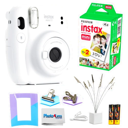 Fujifilm Instax Mini 11 Instant Camera (Ice White) – Fuji Instax Mini Film 20 Sheets – Instant Camera Accessory Bundle
