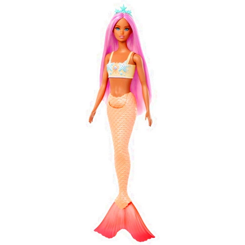 Barbie Mermaid Doll with Pink Fantasy Hair & Headband Accessory, Toy with Starfish-Inspired Bodice & Soft Orange Tail