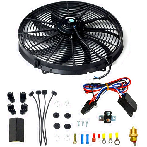 STMGW 16 inch Electric Radiator Fan, 3000 CFM 10 Blades Electric Fan Automotive Black with Thermostat Wiring Switch Relay Kit