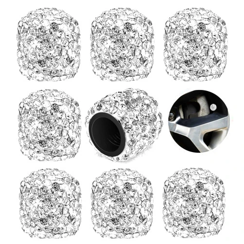 Bremorou 8 Pcs Air Valve Caps For Car Tires Replacement Tire Valve Cap Bling Tire Valve Stem Caps Universal Car Wheel Tire Valve Crystal Rhinestone Car Tire Valve Stem Caps For Cars Vehicle Motorcycles Bicycle