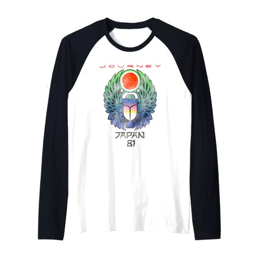 Journey Mens Ripple Junction x Journey Japan 1981 Scarab Beetle Music Raglan Baseball Tee