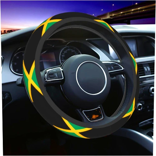 Generic America Jamaica Jamaican Flag Car Steering Wheel Covers,Soft Steering Wheel Protector for Women & Men,Universal 15 Inch Auto Car