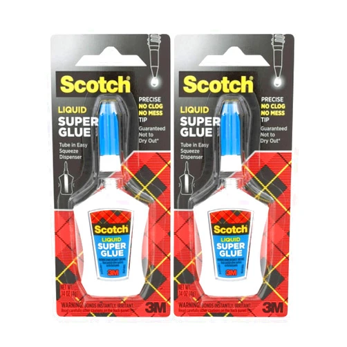 Scotch Super Glue Liquid with Precision Applicator – Fast-Drying, Clear Adhesive for Plastic, Metal, Ceramic, Wood, and More, 0.14 oz, Pack of 2