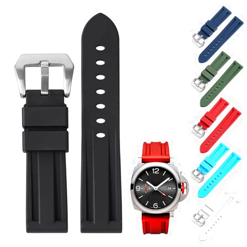 Generic FKM Rubber Band For Panerai Watches With Buckle, Replacement Watch Bands For Panerai Watches - Multiple Colors