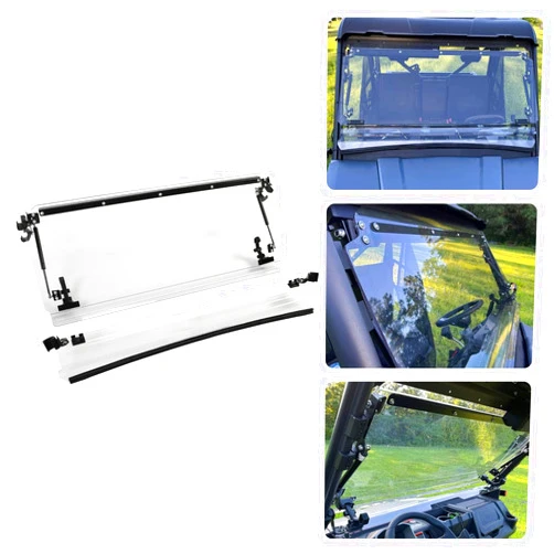 HECASA 3-IN-1 Clear Windshield Compatible with 2019-2024 CFMOTO UForce 1000 Folding Down Flip Vented Gas Spring Included