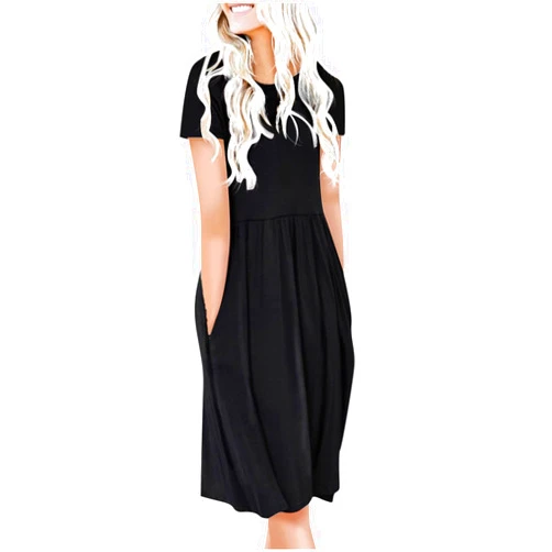 SMIDOW Summer Dresses for Women 2023 Ruffle Hem Floral Printed Flowy Party Beach Fall Long Dress Vacation Dress with Pockets