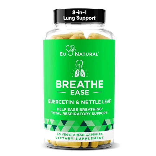Eu Natural Breathe Inhaler Support Supplement – Sinus, Lungs, Open & Clear Airways – Seasonal Nasal Health, Bronchial Wellness, Healthy Chest – Quercetin, Vitamin D, Bromelain Pills – 60 Vegetarian Soft Capsules