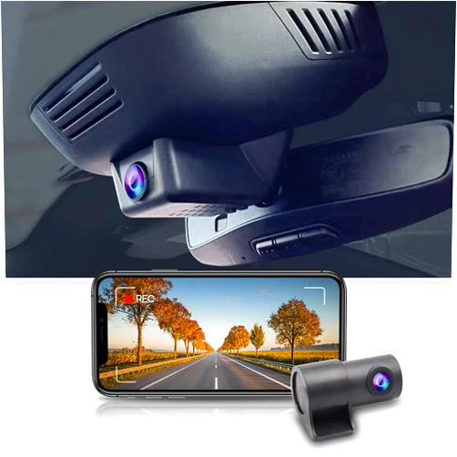 Fitcamx Front 2K+Rear 1080P Dash Cam for 2021-2024 Polestar 2, Integrated OEM Look, Dual HD Video, Loop Recording, Built-in WiFi &APP, G-Sensor, Night Vision, Easy to Use, 64GB Card