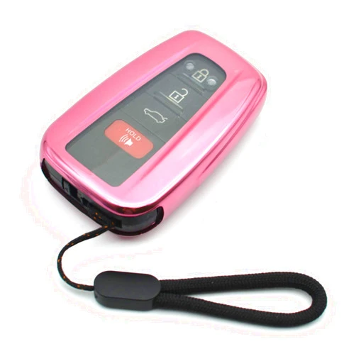 MECHCOS Compatible with Toyota Camry RAV4 Highlander 4Runner Corolla Mirai Avalon C-HR Prius C V Prime AWD-e 86 Pink TPU 3 4 Buttons Key Fob Cover Case Remote Holder Protector Sleeve Accessories