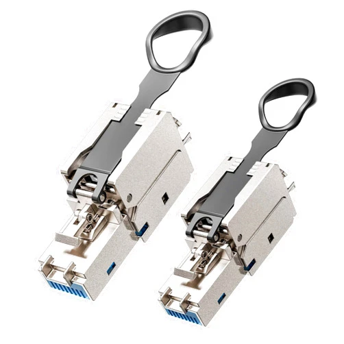 VCELINK Cat7 RJ45 Connectors, Reusable Easy Tool-Free Ethernet Plugs, 10 Gbps 600MHz, Compacted Shielded RJ45 Cat6A Connector for 22-27AWG SFTP Cable, Gold Plated, 2 Pack