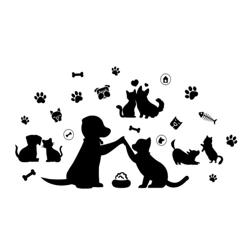 SUPERDANT Black Cat Dog Wall Sticker Paw Prints Cat Lover Wall Decals Vinyl Animal Decor for Living Room Porch Pet Lover Living Room Bedroom Nursery Kids Room Decor Home Art