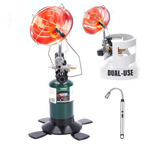Hotdevil New-Gen 2 in 1 Propane Heater for Camping Outdoor Tent Heater,Fuel on 1lb Propane Tank 20-40lb POL Adapter LP Tank,Golf Cart Portable Heater with Safety Shut off Valve,Tip-over Switch,Ignitor
