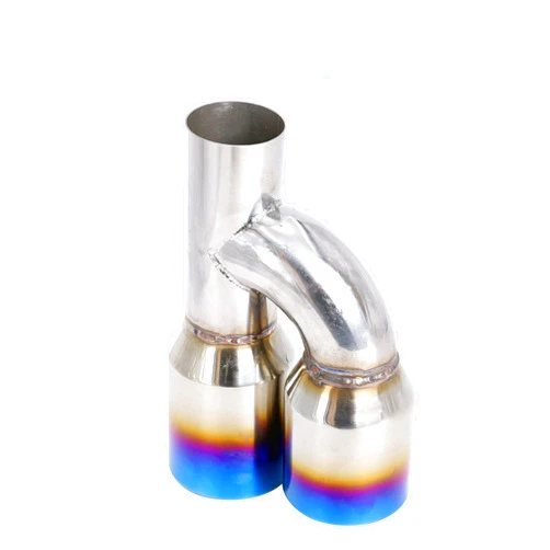 TYFYB Exhaust Dual Outlets Pipe Tip Polished Stainless Steel 2.5In3.5Out Blue Burnt, Stainless Steel,Blue