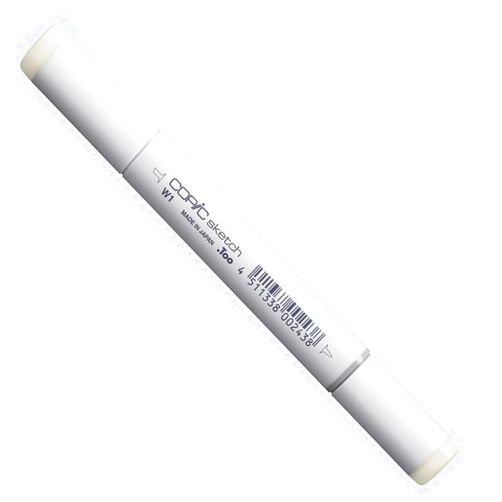 Too Copic Sketch Marker, Oval Shaped Barrel, Medium Broad and Super Brush Nibs, W1 Warm Gray 1 (W1-S)
