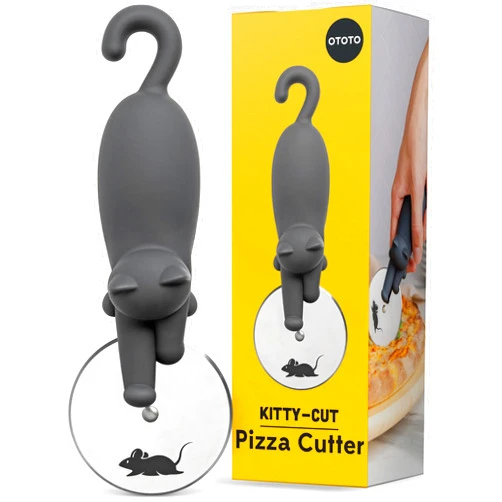OTOTO Kitty Cut Pizza Cutter Wheel - Pizza Cutters Stainless Steel, Funny Kitchen Gadgets and Kitchen Gifts, Cat Gift for Women Cat Lovers