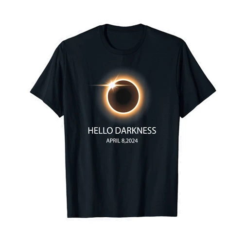 ECHODRY Hello Darkness Funny Solar Eclipse 2024 April 8 T-Shirt