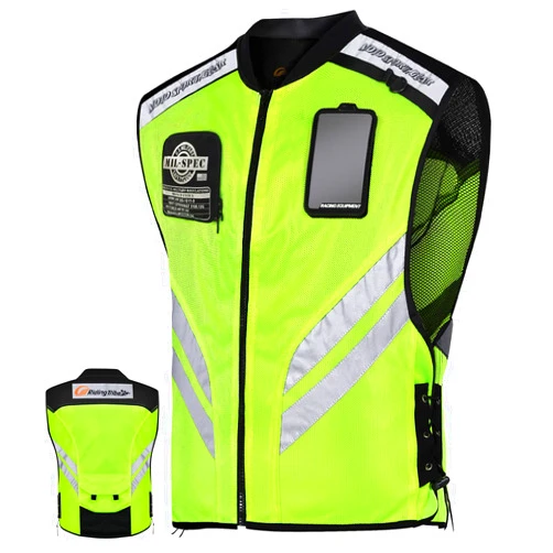 HONTIUS Motorcycle Vest Police Traffic Ride Safer Travel Safety Reflective Visibility Biker Vest for Men Women with Pockets
