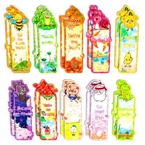 CUTENNIOU Cute Bookmark Funny Animal Fruit Book Mark Creative Cartoons Bookmarks for Kids Girls Boys Students Teenagers School Office Home Anime Classroom Bookmarks Gifts, 10 Styles (20 Pieces)