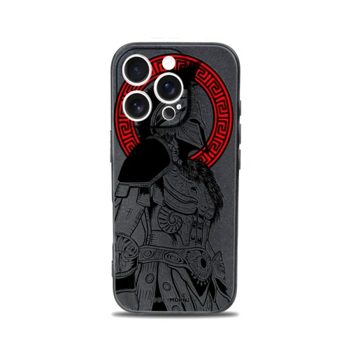 SIMPLYMDRN Slim for iPhone 16 Pro Max Case - Warrior Design - Cool Case for Men - Fighter Assassin Case - Slim and Flexible (Gladiator Black)
