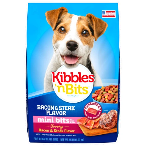 Kibbles 'n Bits Mini Bits Small Breed Savory Bacon & Steak Flavor Dry Dog Food, 3.5 lb. Bag