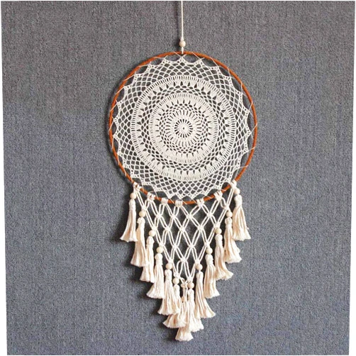 Generic Wall Stickers Nordic Style Dream Catcher Wall Hanging Macrame Handmade Tassels Pendant Dreamcatcher for Apartment Girl Bedroom Decoration