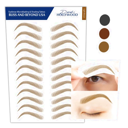 Bliss and Beyond USA | Microblading & Shading Tattoo | A combination of hair stoke and powdered brows | Non-toxic | Vegan friendly (Dramatic Hollywood, Light Brown)