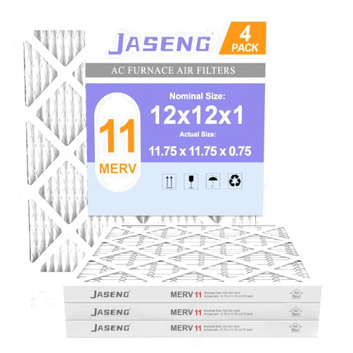 JASENG 12x12x1 Furnace Air Filters 4 Pack, MERV 11 MPR 1000 & FPR 7 Filtering, HVAC Air Filter Replacement (exact dimensions: 11 3/4