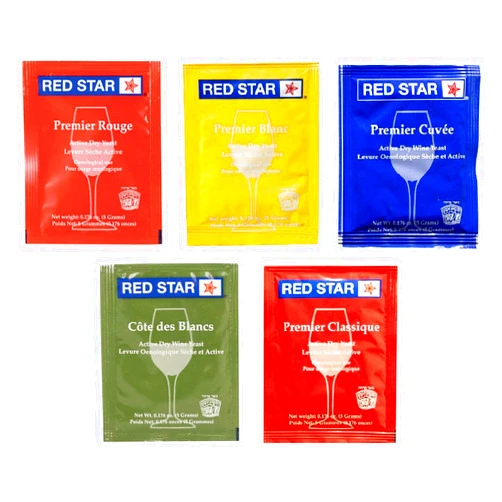 North Mountain Supply - RS-SP-5 Red Star Sampler Pack Wine Yeast - Pack of 5 - With Freshness Guarantee