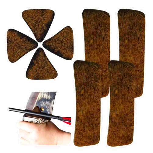 THREE ARCHERS Fur Arrow Rest Stick on Recurve Bow Riser Adhesive Backed Sticker on Longbow for Recurve Bow Hunting Shooting（4 Pairs）