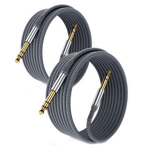 Elebase 1/4 Inch TRS Instrument Cable 3.3ft 2-Pack,Straight 6.35mm Male Jack Stereo Audio Interconnect Cord,6.35 mm Balanced Line for Electric Guitar,Bass,Keyboard,Amplifier,Amp,Speaker,Equalizer