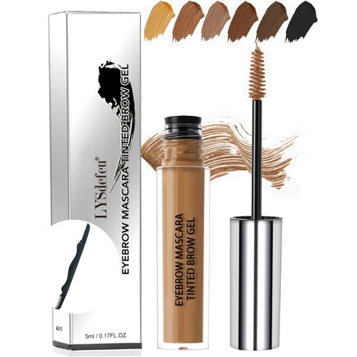 LYSdefeu Waterproof Tinted Brow Gel- Long Lasting SmudgeProof Liquid Eyebrow Makeup, Eyebrow Mascara Tinted Brow Glue, Eye Brow Filler, Volumizing Enhance Brow Mascara,With Brow Razor,Gift for Women- 03Brown