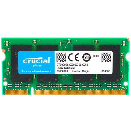 Crucial 2GB Single DDR2 667MHz (PC2-5300) CL5 SODIMM 200-Pin Notebook Memory Module CT25664AC667