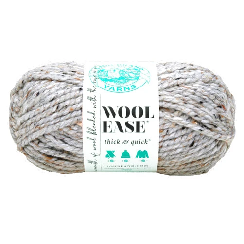 Lion Brand Yarn Wool-Ease Thick & Quick Yarn, Soft and Bulky Yarn for Knitting, Crocheting, and Crafting, 1 Skein, Grey Marble