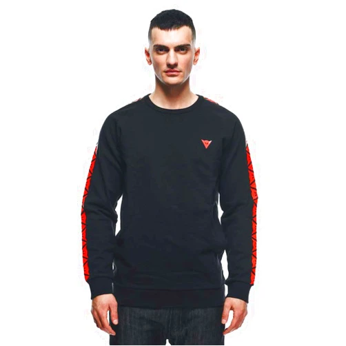 Dainese Stripes Mens Pullover Sweatshirt Black/Fluo Red XL