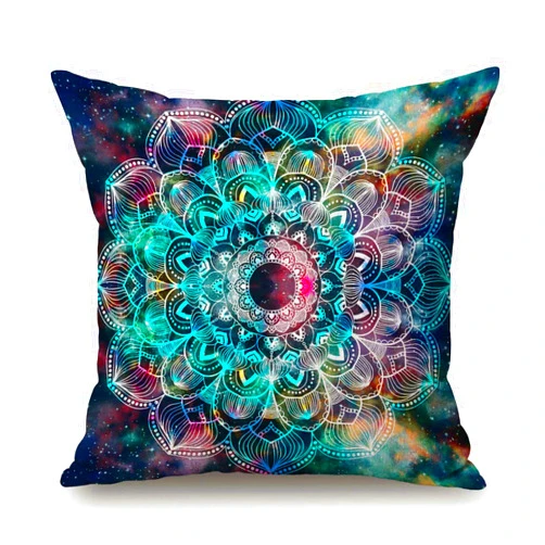 Solekla Farmhouse Decoration Throw Pillow Cover, Galaxy Mandala Pillow Cover 18x18 Inch, Geometric Star Field Pillowcase Summer Outdoor Cushion Covers for Bed, Living Room, Couch