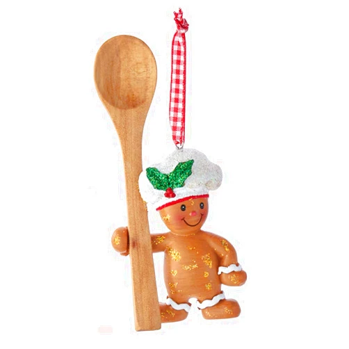 Kurt S. Adler Kurt Adler Gingerbread Chef Ornament Boy Utensil Ornament Holding Wooden Spoon 3.5 inches, 1 Each