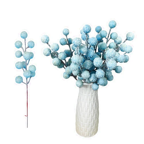 KPUETY Artificial Snow Berry, 24 pcs Christmas Berries Stems, Artificial Christmas Picks,Artificial Berries Stems for Xmas Tree Ornaments Wreath Decorations Home (Light Blue)