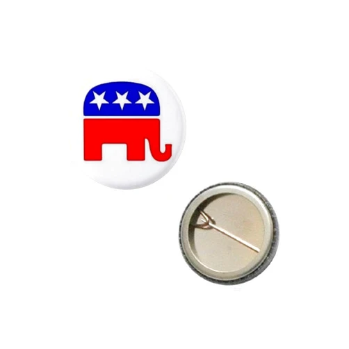 Handmade Elephant Republic Patriotic Political Republican Propaganda Pin 1” Round Circle Shape Metal Button Pin Badge Pinback 1 inch Pin 25 mm 2.5 cm