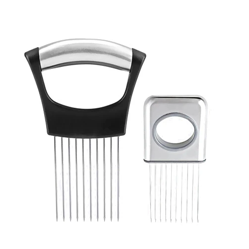 Charmyth 2 Pcs Onion Slicer Food Slice Assistant Stainless Steel Onion Holder Slicer Tool, Vegetable Potato Cutter Slicer, Cutting Kitchen Gadget Onion Cutter