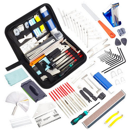 Meideal 65 Pieces Guitar Repairing Maintenance Tool Kit, Guitar Setup Kit Cleaning Care Accessories for Acoustic Electric Guitar Bass Ukulele
