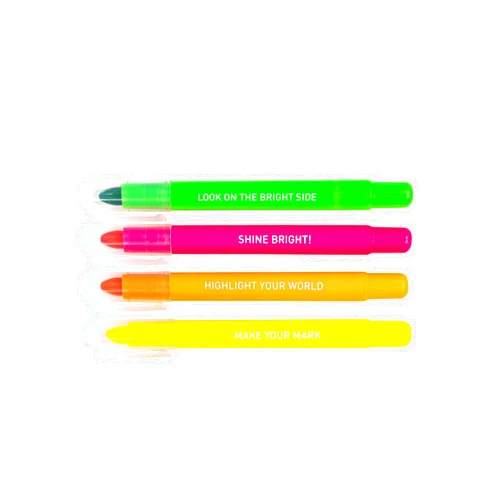 Yoobi | Highlighter Gel Pens | Includes 4 Highlighters in Pink, Green, Yellow and Orange | For Office & School | PVC Free