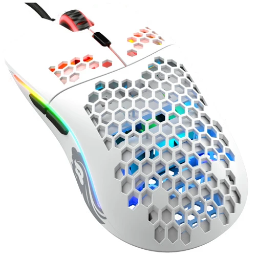 Glorious Gaming Model O- (Small) Compact Wired Gaming Mouse - 58g Superlight Honeycomb Design, RGB, Pixart 3360 Sensor, Ambidextrous, Omron Switches - Matte White