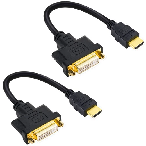 Togconn HDMI Male to DVI Female Adapter (2 Pack)，Bi-Directional DVI Female to HDMI Male Connector, Support 1080P Full HD Compatible for Roku, Xbox One, PS5，PS4，Blue-ray DVD, A/V Receivers-0.6ft